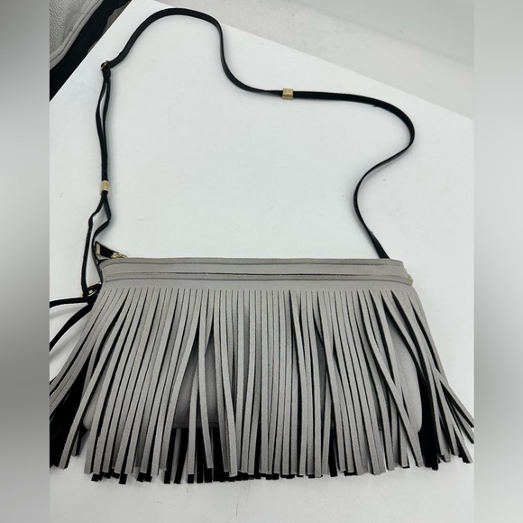 Save My Bag Neoprene Fringe Crossbody Bag Clutch Grey Made in Italy - Picture 1 of 11